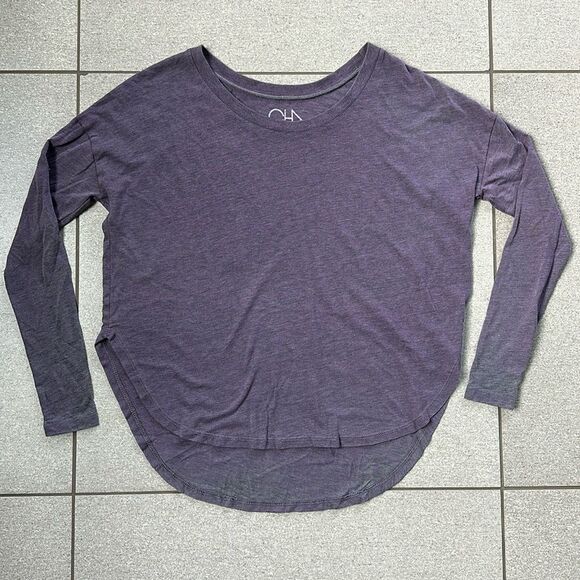 NWOT Chaser Tri-Blend Scoop Neck Burnout Rounded Hi-Low Hem Long Sleeve Tee XS - Picture 2 of 14